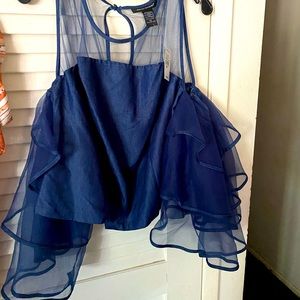 Ashley Stewart blue Jean lace top